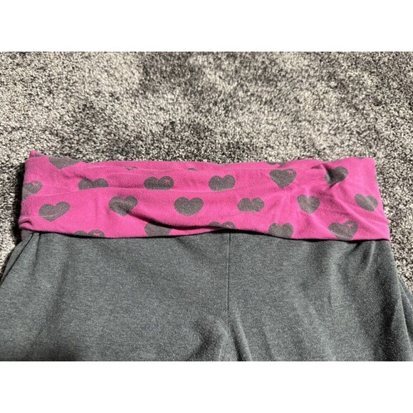Y2K Victoria Secret PINK VTG Foldover Yoga Flare Hot Pink Heart Dog Print Med - Picture 3 of 14